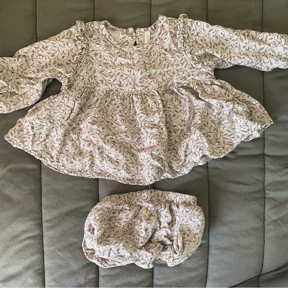 Rylee + Cru matching set baby girl muted floral 6-12 months